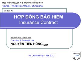 Bài giảng Nguyên lý & Thực hành bảo hiểm - Module 4: Hợp đồng bảo hiểm (Insurance contract) - Nguyễn Tiến Hùng