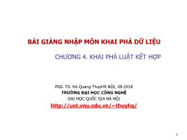 Bài giảng Nhập môn khai phá dữ liệu - Chương 4: Khai phá luật kết hợp - Hà Quang Thụy