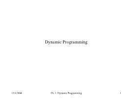 Bài giảng Phân tích và thiết kế giải thuật - Chương 1: Dynamic programming