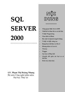 Bài giảng SQL Server 2000 - Phạm Thị Hoàng Nhung