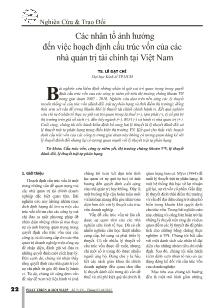 Các nhân tố ảnh hưởng đến việc hoạch định cấu trúc vốn của các nhà quản trị tài chính tại Việt Nam