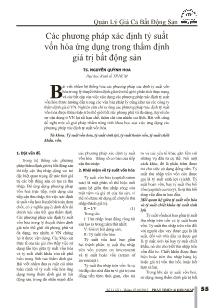 Các phương pháp xác định tỷ suất vốn hóa ứng dụng trong thẩm định giá trị bất động sản