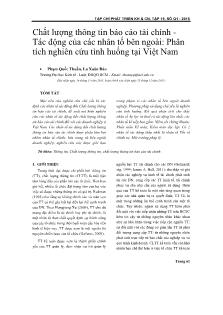 Chất lượng thông tin Báo cáo tài chính - Tác động của các nhân tố bên ngoài: Phân tích nghiên cứu tình huống tại Việt Nam