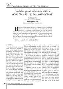 Cơ chế truyền dẫn chính sách tiền tệ ở Việt Nam tiếp cận theo mô hình SVAR
