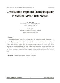 Credit market depth and income inequality in Vietnam: A panel - Data analysis