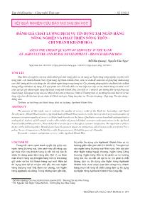 Đánh giá chất lượng dịch vụ tín dụng tại Ngân hàng Nông nghiệp và Phát triển Nông thôn - Chi nhánh Khánh Hòa