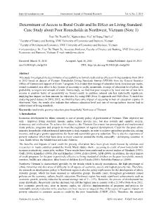 Determinant of access to rural credit and its effect on living standard: Case study about poor households in Northwest, Vietnam (Note 1)