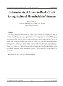Determinants of access to Bank Credit for Agricultural Households in Vietnam
