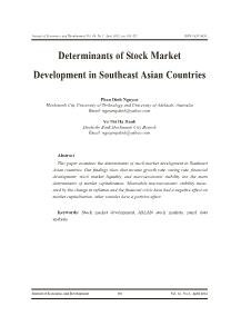 Determinants of stock market development in Southeast Asian countries