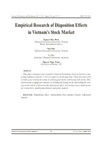 Empirical research of disposition effects in Vietnam’s stock market