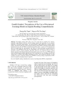 Fourth graders’ perceptions of the use of reciprocal teaching model in English reading comprehension
