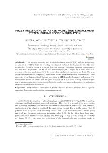 Fuzzy relational database model and management system for imprecise information