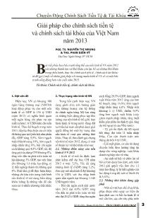 Giải pháp cho chính sách tiền tệ và chính sách tài khóa của Việt Nam năm 2013