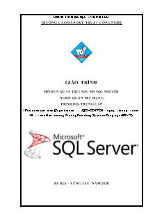 Giáo trình mô đun Quản trị cơ sở dữ liệu MS SQL Server - Nghề: Quản trị mạng