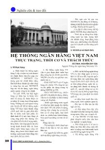 Hệ thống ngân hàng Việt Nam - Thực trạng, thời cơ và thách thức