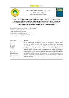 Hiệu quả của hoạt động học tập kết hợp ở bậc đại học: Nghiên cứu tại trường Đại học Giáo dục – Đại học Quốc gia Hà Nội