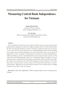 Measuring central bank independence for Vietnam
