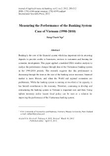 Measuring the performance of the banking system case of Vietnam (1990-2010)