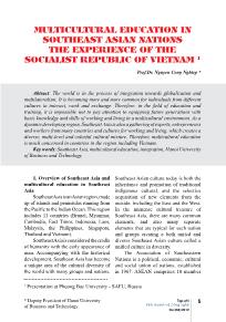 Multicultural education in Southeast Asian nations the experience of the socialist republic of Vietnam