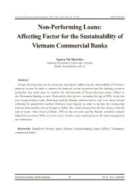 Non-performing loans: Affecting factor for the sustainability of Vietnam commercial banks