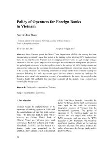Policy of openness for foreign banks in Vietnam
