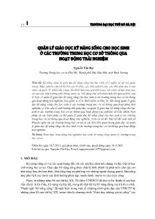Quản lý giáo dục kỹ năng sống cho học sinh ở các trường Trung học cơ sở thông qua hoạt động trải nghiệm