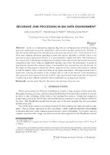 Recursive join processing in big data environment