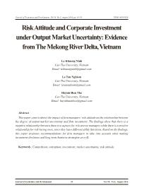 Risk attitude and corporate investment under output market uncertainty: Evidence from the Mekong river delta, Vietnam