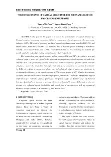 The determinants of capital structure for Vietnam’s seafood processing enterprises