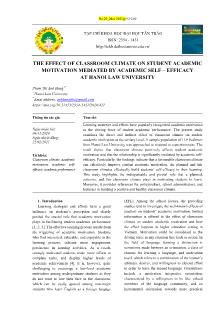 The effect of classroom climate on student academic motivation mediated by academic self – efficacy at Hanoi Law University