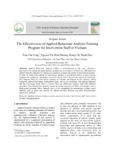 The effectiveness of applied behaviour analysis training program for intervention staff in Vietnam
