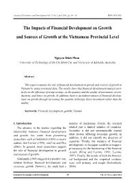 The impacts of financial development on growth and sources of growth at the Vietnamese provincial level