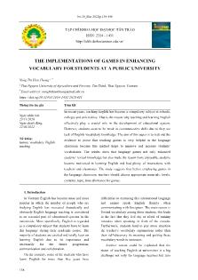 The implementations of games in enhancing vocabulary for students at a public university