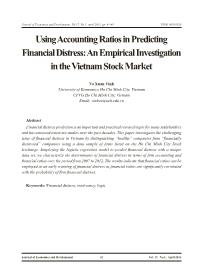 Using accounting ratios in predicting financial distress: An empirical investigation in the Vietnam stock market