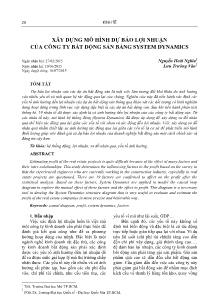 Xây dựng mô hình dự báo lợi nhuận của công ty bất động sản bằng System Dynamics