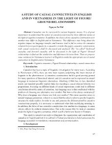 A study of causal connectives in English and in Vietnamese in the light of figure/ground relationships