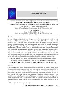 Ảnh hưởng của văn hóa Việt Nam đến năng lực tư duy phản biện của sinh viên Thành phố Hồ Chí Minh