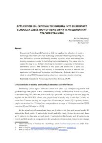 Application educational technology into elementary schools: A case study of using VR/AR in an elementary teachers training