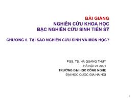 Bài giảng Nghiên cứu khoa học bậc nghiên cứu sinh Tiến sỹ hệ thống thông tin - Chương 0: Tại sao nghiên cứu sinh và môn học? - Hà Quang Thụy