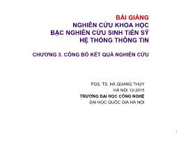 Bài giảng Nghiên cứu khoa học bậc sau đại học - Chương 3: Công bố kết quả nghiên cứu - Hà Quang Thụy