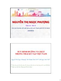 Bài thuyết trình Suy dinh dưỡng vi chất trong thai kỳ tại Việt Nam - Nguyễn Thị Ngọc Phượng