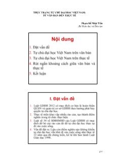 Bài thuyết trình Thực trạng tự chủ đại học Việt Nam: Từ văn bản đến thực tế - Phạm Đỗ Nhật Tiến