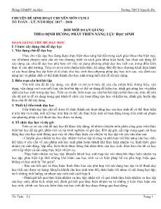 Chuyên đề sinh hoạt chuyên môn Cụm 2: Đổi mới soạn giảng theo định hướng phát triển năng lực học sinh - Năm học 2017-2018 - Trường THCS Nguyễn Du