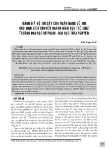 Đánh giá độ tin cậy của ngân hàng đề thi cho sinh viên chuyên ngành Giáo dục thể chất trường Đại học Sư phạm - Đại học Thái Nguyên