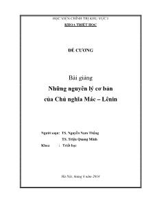Đề cương bài giảng Những nguyên lý cơ bản của Chủ nghĩa Mác – Lênin - Nguyễn Nam Thắng