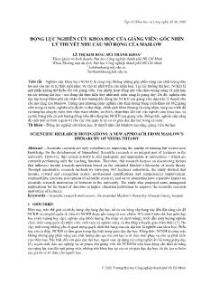 Động lực nghiên cứu khoa học của giảng viên: Góc nhìn lý thuyết nhu cầu mở rộng của Maslow