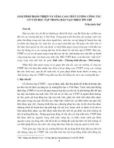 Giải pháp hoàn thiện và nâng cao chất lượng công tác cố vấn học tập trong đào tạo theo tín chỉ