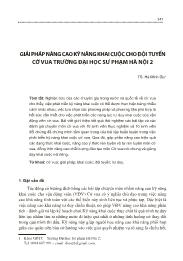 Giải pháp nâng cao kỹ năng khai cuộc cho đội tuyển cờ vua trường Đại học Sư phạm Hà Nội 2