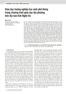 Giáo dục hướng nghiệp học sinh phổ thông trong chương trình giáo dục địa phương trên địa bàn tỉnh Nghệ An