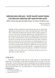 Hiện đại hóa văn học - Bước ngoặt quan trọng của văn học hiện đại Việt Nam và Hàn Quốc (Nhìn từ hai tác giả tiêu biểu Hyun Jin Geon và Nam Cao)